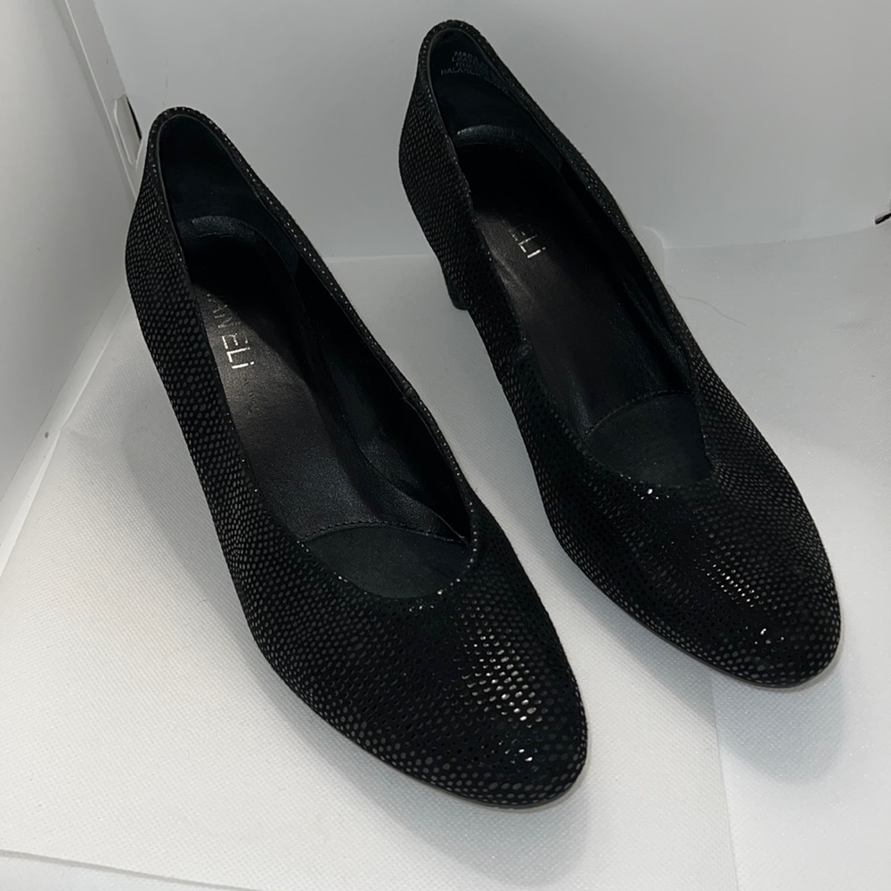 VANELLi suede patterned black leather pumps women’s shoes Sz‎ 7.5